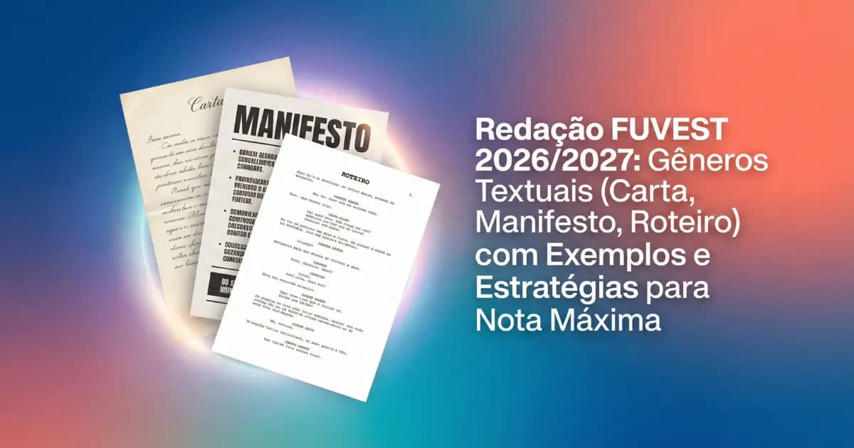 Redação FUVEST 2026/2027: Gêneros Textuais (Carta, Manifesto, Roteiro) com Exemplos e Estratégias para Nota Máxima